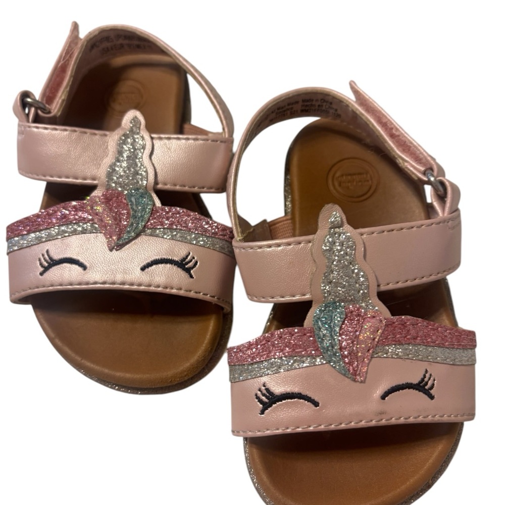 Girls' Pink Unicorn Glitter Sandals - Kids Shoes